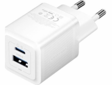 Wall Charger, Vention, FEQW0-EÚ, USB-C + USB-A, 30W/30W, GaN (biela)