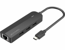 Hub USB-C 3x USB 2.0, RJ45, Micro USB Vention TGOBB 0.15m, Black