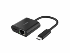 Belkin USB-C adaptér s Gigabit Ethernetem RJ45 + 100W napájení, černá