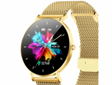 Smartwatch zegarek damski Alexa Lux Gold + różowy pasek