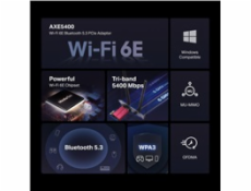 MERCUSYS MA86XE WiFi6E PCIe adapter (AXE5400,2,4GHz/5GHz/6GHz,Bluetooth5.3)