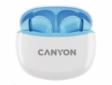 CANYON TWS-5 BT sluchátka s mikrofonem, BT V5.3 JL 6983D4, pouzdro 500mAh+40mAh až 38h, modrá