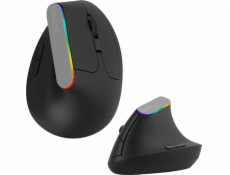 Bezdrôtová vertikálna myš Delux M618C 2,4G 1600DPI RGB (Čierna)