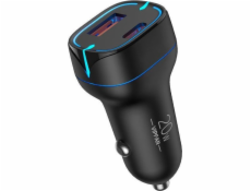 Vipfan nabíjačka Vipfan C11 nabíjačka do auta, USB + USB-C, PD 20W + QC 3.0, LED (čierna)