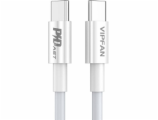 Kábel USB-C na USB-C VFAN P02, 1 m (biely)