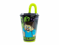 Téglik na vodu so slamkou pre deti STOR 40430 430 ml Minecraft (čierny)