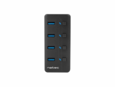 NATEC NHU-1557 Natec Hub USB 3.0 Mantis2, 4-ports on/off with AC Adapter, Black