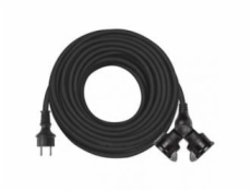 Venkovní prodlužovací kabel 25m / 2 zásuvky / černý / guma / 230 V / 1,5mm2