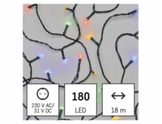 LED vánoční řetěz, 18 m, venkovní i vnitřní, multicolor, programy