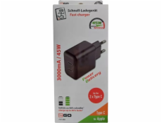 Nabíjačka 2GO 2GO Netz-Ladegerät 100V-240V 2x USB typ C 3000mA schwarz