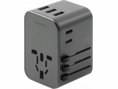 Nabíjačka Energea Nabíjanie ENERGEA. sieť. 3xUSB+2xUSB-C PD-PPS-QC 3.0 35.5W 3A2C adaptér 4v1 US/UA/EU/UK šedá/gunmetal Travelworld