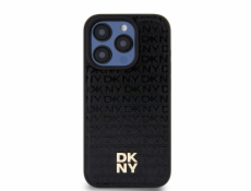 DKNY DKHMP14LPSHRPSK iPhone 14 Pre 6.1 čierno/čierne pevné puzdro Kožený vzor Kovové logo MagSafe