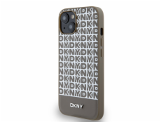 DKNY DKHMP15SPSOSPW iPhone 15 / 14 / 13 6.1 hnedé/hnedé pevné puzdro Kožený tlačený vzor Kovové logo MagSafe