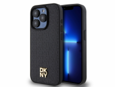 DKNY DKHMP15XPSHRPSK iPhone 15 Pro Max 6.7 čierno/čierne pevné púzdro Kožený Monogram Vzor Kovové Logo MagSafe