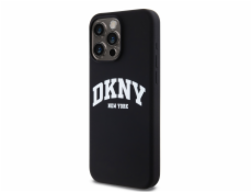 DKNY tekuté silikónové biele tlačené logo MagSafe - iPhone 15 Pro Max Case (čierne)