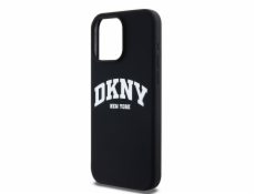 DKNY tekuté silikónové biele tlačené logo MagSafe – púzdro na iPhone 14 Pro (čierne)