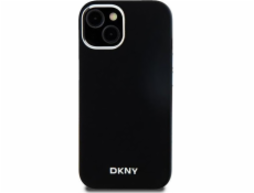 DKNY DKHMP14SSMCHLK iPhone 14 / 15 / 13 6.1 čierno/čierne pevné púzdro Tekutý silikón Malé kovové Logo MagSafe