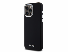 DKNY tekutý silikón s malým kovovým logom MagSafe – púzdro pre iPhone 15 Pro Max (čierne)