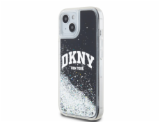 DKNY tekuté trblietavé veľké logo – púzdro na iPhone 14/15/13 (čierne)