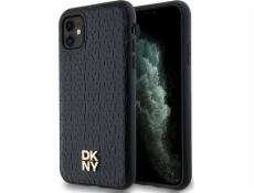 DKNY DKHMN61PSHRPSK iPhone 11 / Xr 6.1 čierno/čierne pevné púzdro Kožený Monogram Vzor Kovové Logo MagSafe