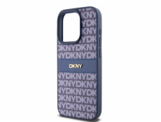 DKNY DKHCP15XPRTHSLB iPhone 15 Pro Max 6.7 modro/modré pevné puzdro z kože Mono Stripe a kovové logo