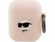 Karl Lagerfeld Case Karl Lagerfeld KLA2RUNCHP Apple AirPods 2/1 kryt růžový/růžový Silikonová Choupette Head 3D