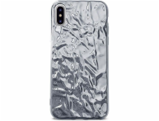 Pouzdro na iPhone X Puro Glam Metal Flex Cover, stříbrné