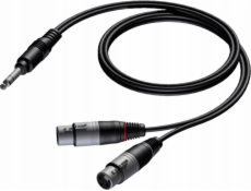 Kabel Procab  CAB734/1.5 Stereo zástrčka 6,3 mm - 2 samice XLR konektory, 1,5 m