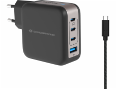 Conceptronická nabíječka CONCEPTRONIC Ladegerät 4Port 100W, 3xUSB-C, 1xUSB-A 1,5m sw