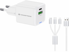 Conceptronická nabíječka CONCEPTRONIC Ladegerät 2Port 33W, 1xUSB-C, 1xUSB-A +3-v-1 sw