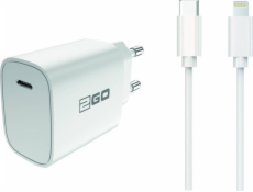 2GO nabíječka Ladegerät 20W 1x USB-C vč. USB-C auf lightn.weiß kabel