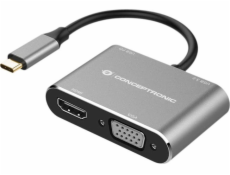 AV adaptér Conceptronic CONCEPTRONIC Dock USB-C->HDMI,VGA,USB3.0,100WPD tloušťka 0,15m