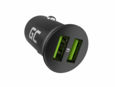 Green Cell GC CADM-GC-36AA - USB-Ladegeraet 36 W 2x USB-A schwarz Flashlight, GPS, Headphones, Mobile phone, Navigator, Other, Portable speaker, Power bank, Smartphone, Smartwatch, Tablet, Telephone, 