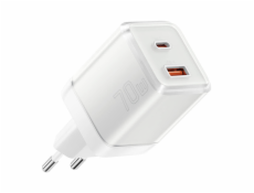 Wall charger Yueqi 70W GaN USB-C + USB-A (white)