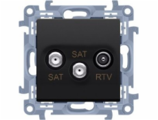 Kontakt-Simon Dvojitá satelitní anténní zásuvka SAT-SAT-RTV (modul), 1x vstup: 5 MHz-2,4 GHz, matná černá, SIMON10