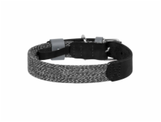 Dog collar made of natural leather and recycled material with QR code Waudog size L, width 25 mm, black