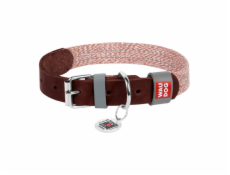 Dog collar made of natural leather and recycled material with QR code Waudog size M, width 20 mm, brown