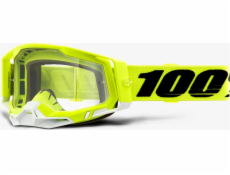 100% Gogle 100% RACECRAFT 2 YELLOW (Szyba Przezroczysta Anti-Fog, LT 88% -92% + 10 Zrywek) (NEW)