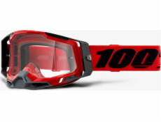 100% Gogle 100% RACECRAFT 2 RED (Szyba Przezroczysta Anti-Fog, LT 88% -92% + 10 Zrywek) (NEW)