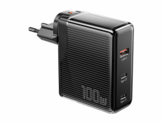 Wall charger, Essager, ECT2CA-ZXB01-Z, GaN, USB-A, USB-C 100W (black)