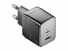 Wall charger, Essager, ECT33W-LJB01-Z, GaN, 1xUSB-A, 1xUSB-C, 33W (black)