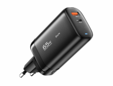 Wall charger, Essager, ECTAC-MYB01-Z, GaN,  USB-C, USB-A, 65W (black)