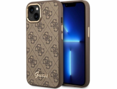 Pouzdro Guess  pro iPhone 14 6.1 hnědé/hnědé pevné pouzdro 4G Vintage Gold Logo