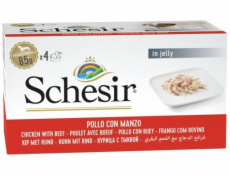 SCHESIR Chicken with beef in jelly - vlhké krmivo pro psy - 4 x 85g