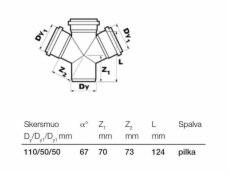 Vnitřní drenáž čtyřhrotová Wavin, O 50/50/110 mm, 67°