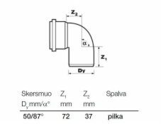 Vnitřní drenážní koleno Wavin, O 50 mm, 87°