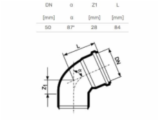 Vnitřní kanalizační koleno HTplus, O 50 mm, 87°, bílé
