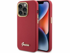 Pevné pouzdro Guess  GUHCP15LSMBSLM iPhone 15 Pro 6.1 purpurové silikonové kovové logo a rámeček