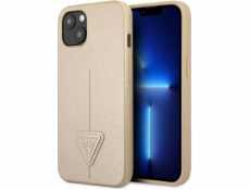 Pouzdro Guess  pro iPhone 14 6.1 béžové/béžové pevné pouzdro SaffianoTriangle Logo