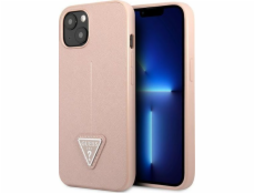 Pouzdro Guess  pro iPhone 14 6.1 růžové/růžové pevné pouzdro Saffiano Triangle Logo